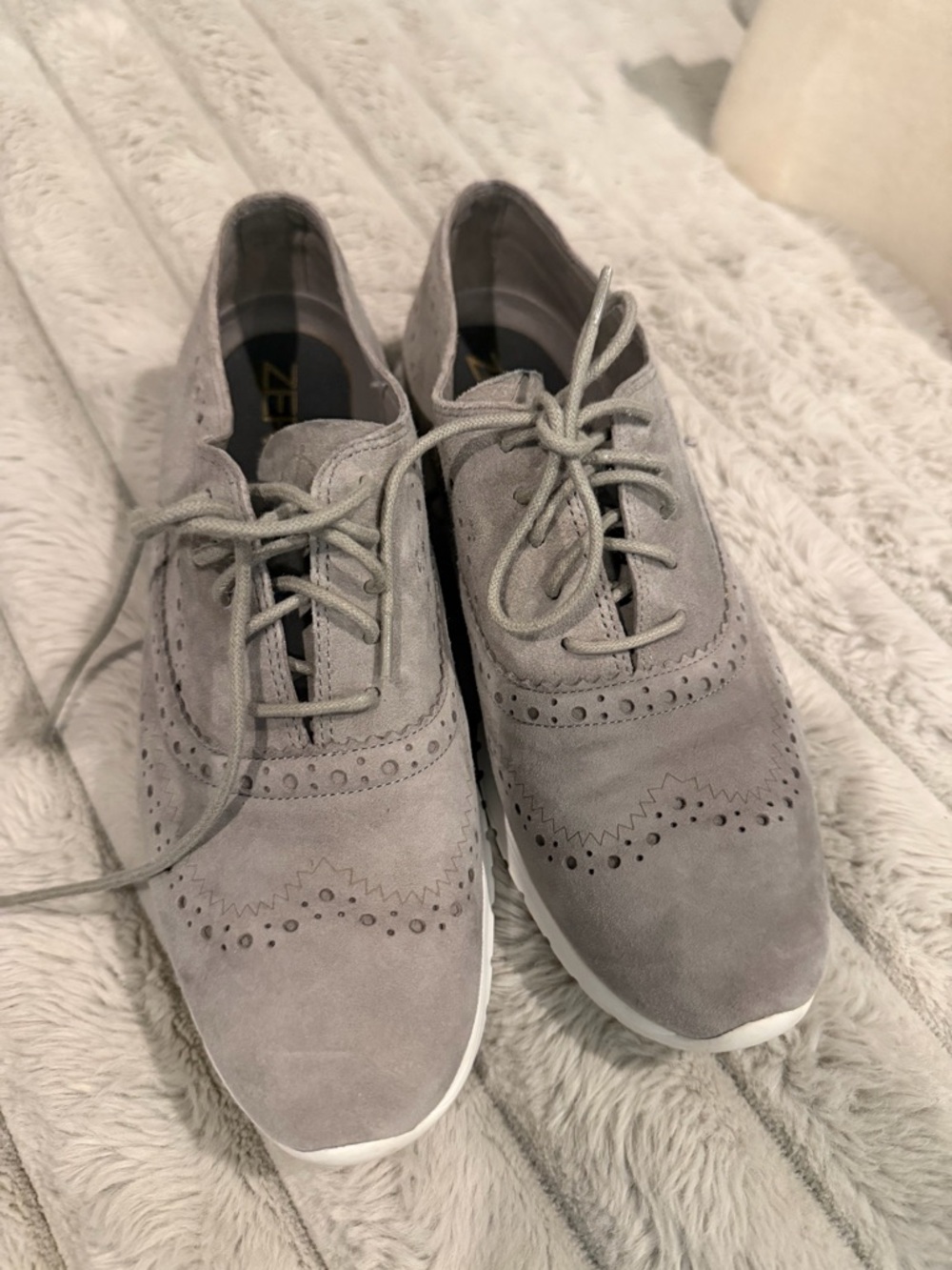 Cole Haan Light Gray Suede ZeroGrand Shoes